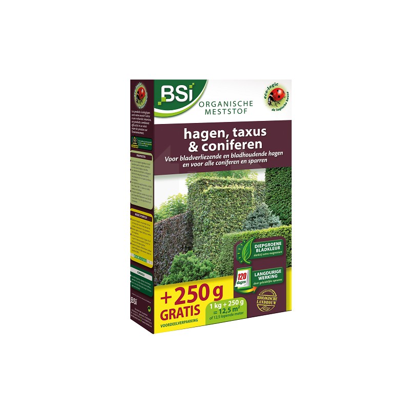 Bio meststof voor hagen, taxus en coniferen 1,25 kg Bio meststof voor hagen, taxus en coniferen 1,25 kg