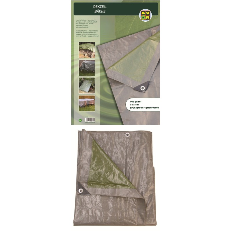 Dekzeil 2 x 4 M grijs/groen 140gr/m2 Dekzeil 2 x 4 M grijs/groen 140gr/m2