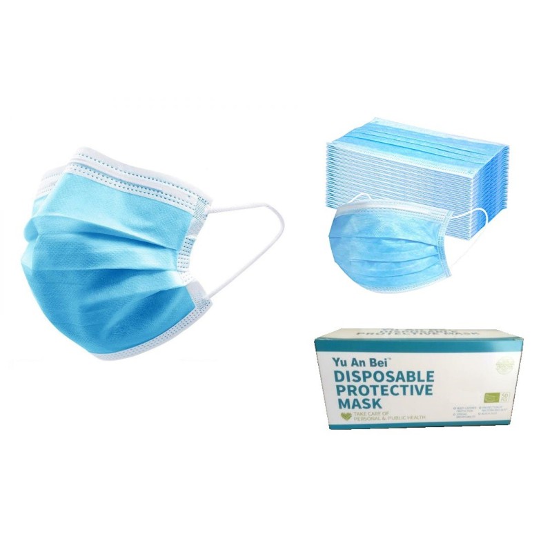 Mondkapje blauw wegwerp 50 stuks