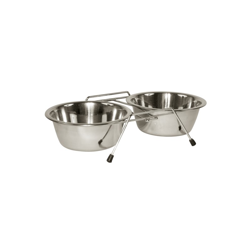 Voerbakhouder incl. 2 x 450 ml rvs bakjes Voerbakhouder incl. 2 x 450 ml rvs bakjes