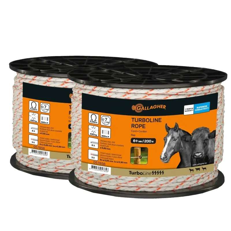 Duopack schrikkoord Turboline wit 6mm 2x200m