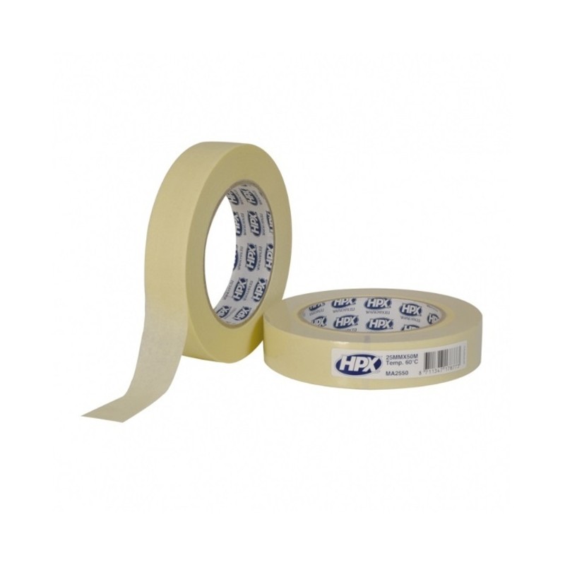 Afplaktape masking 50 mm x 50 meter creme Afplaktape masking 50 mm x 50 meter creme