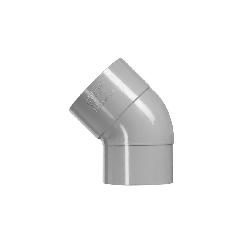 PVC bocht 32mm mof/spie 45 graden grijs PVC bocht 32mm mof/spie 45 graden grijs