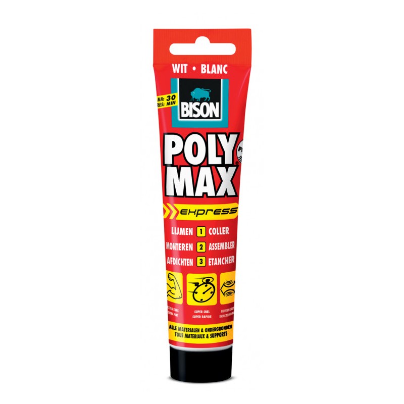 Bison Poly Max Express montagelijm wit 165gr Bison Poly Max Express montagelijm wit 165gr