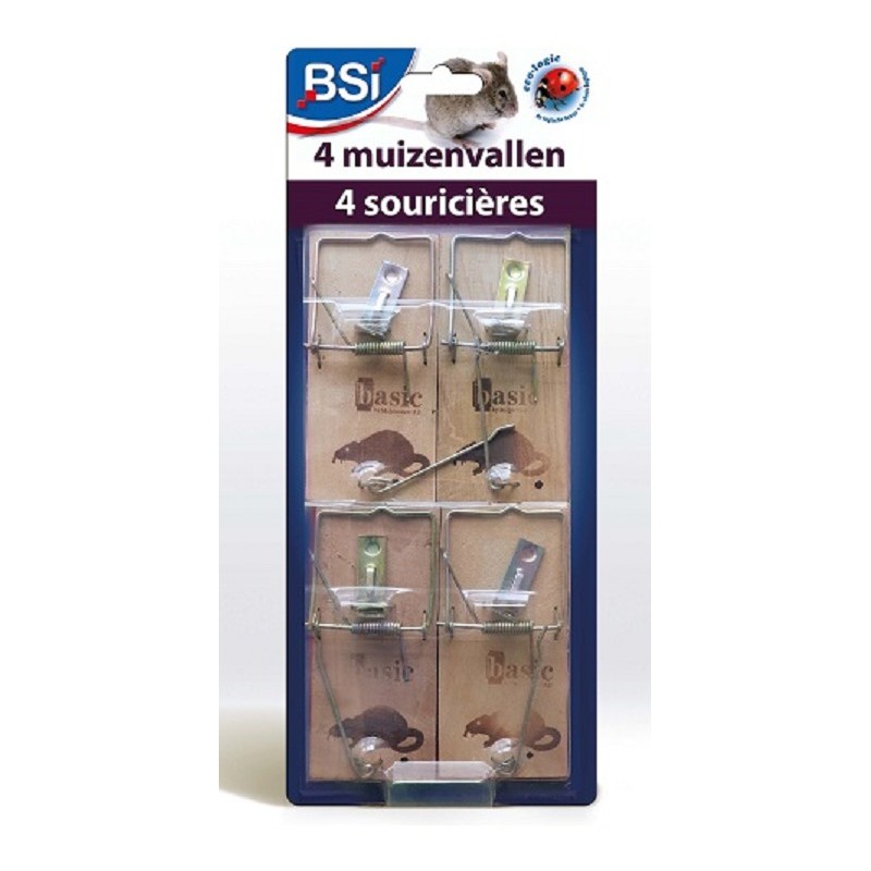 Houten muizenvallen 4 stuks Houten muizenvallen 4 stuks