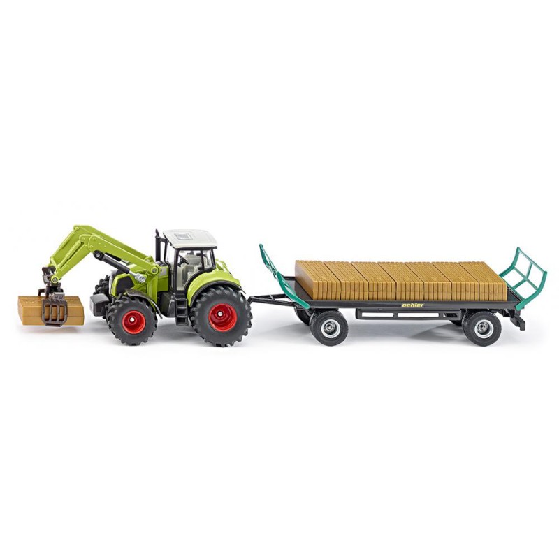 Richtlijnen pensioen Kleren Claas tractor met balengrijper en aanhanger 1:50 Siku Schaal 1:50 Merk  miniatuur Claas