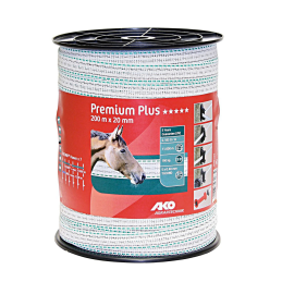 Premium Plus schriklint wit / groen 2cm 200m